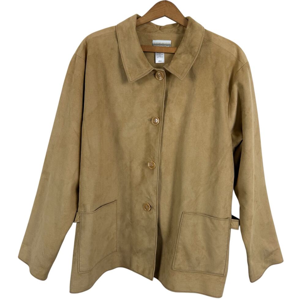 Vintage 90s Coldwater Creek Women Faux Suede Jacket Size XL Western Ranch Boho